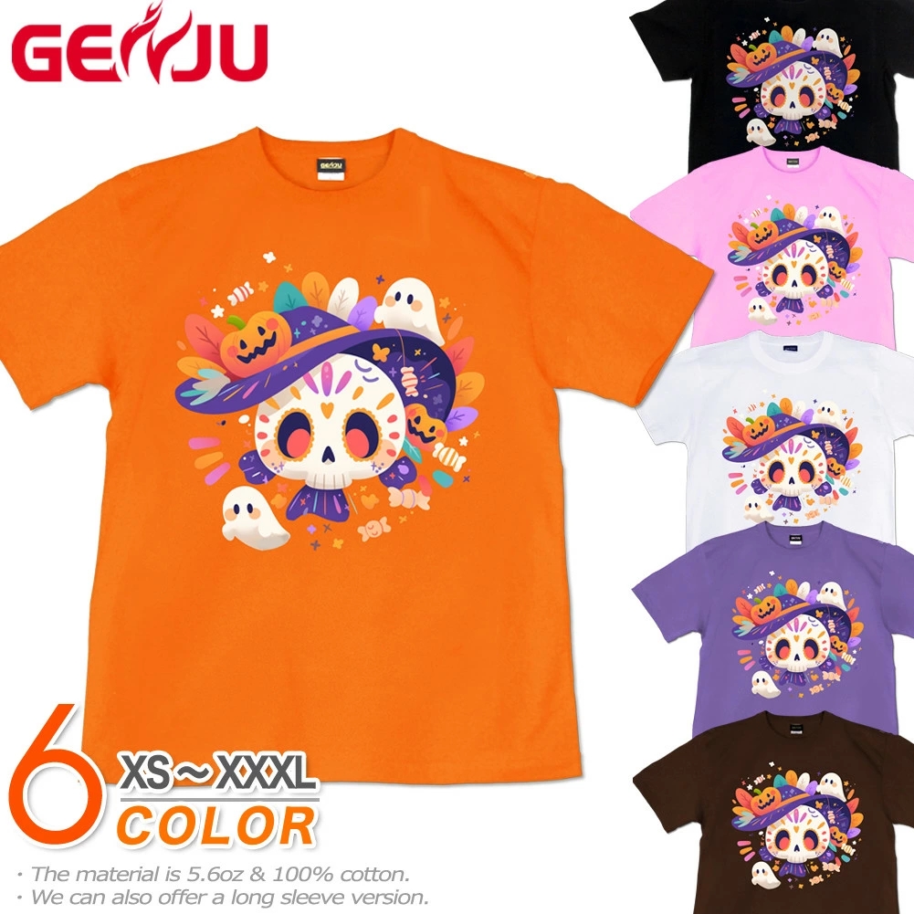 GENJU スカル 骸骨 死者の日 スポーツジム イベント メンズ レディース Tシャツ 半袖 長袖 carnival of the day of the dead 大きめサイズあり XXL XXXL 2L 3L 4L